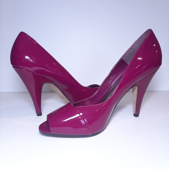 🍁ALDO Patent Leather Open Toe Heels Purple Plum - Picture 8 of 15
